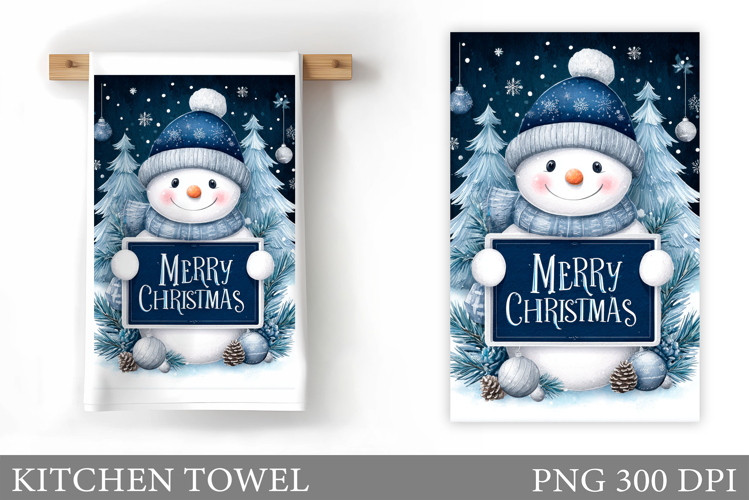 Snowman Kitchen Towel Design. Christmas Kitchen Towel