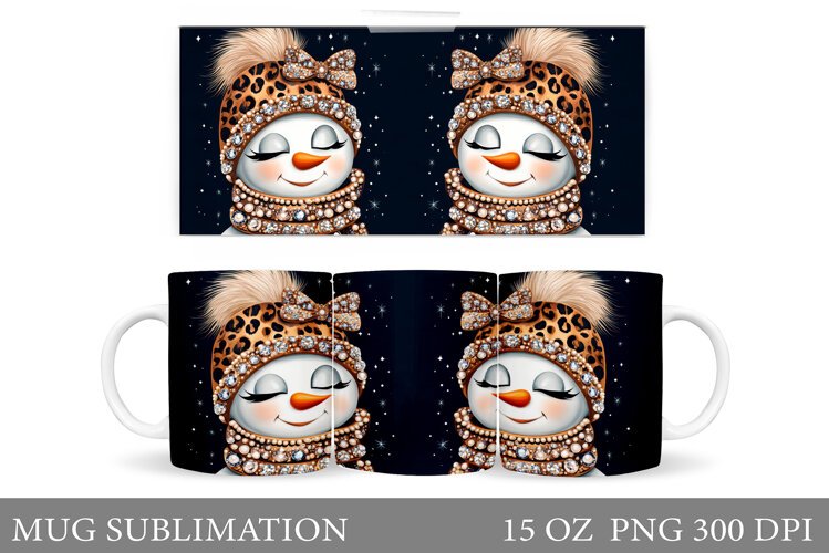 Snowman Mug Wrap Design. Christmas Mug Sublimation example image 1