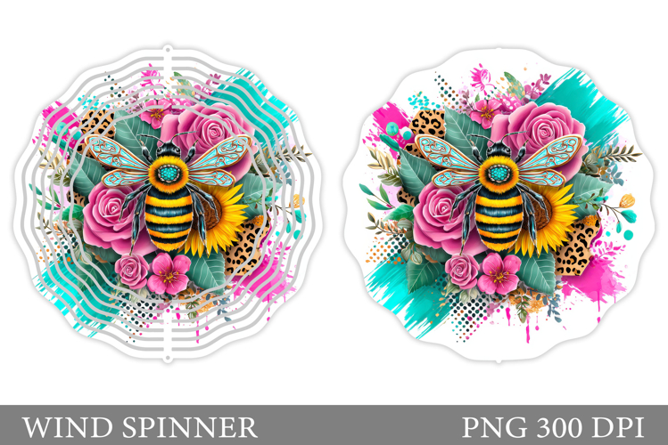 Bee Wind Spinner Sublimation. Flowers Wind Spinner Design