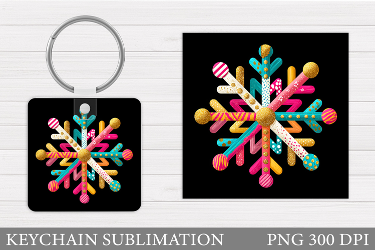 Snowflake Keychain Sublimation. Winter Keychain Design