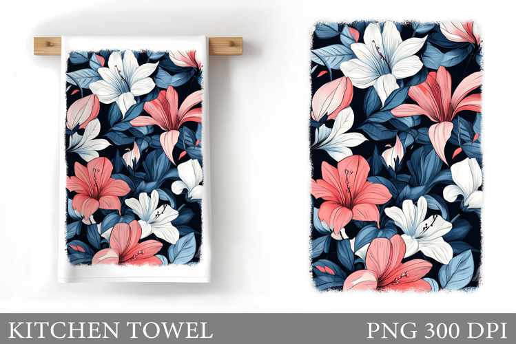 Flowers Kitchen Towel. Floral Kitchen Towel Design