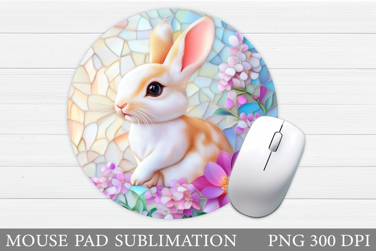 Cute Bunny Mouse Pad. Bunny Flowers Mouse Pad Sublimation