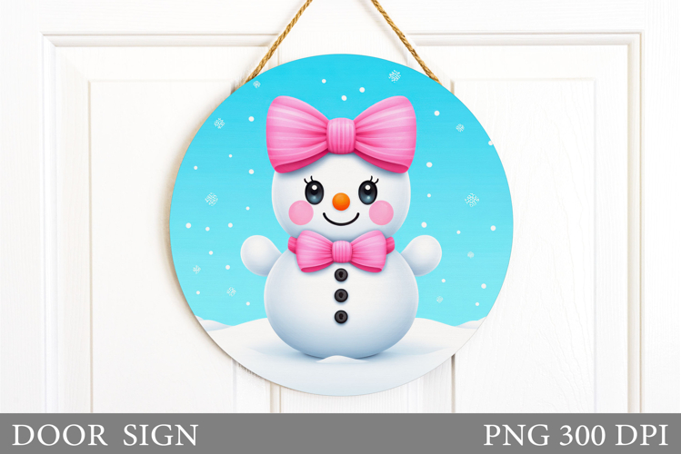 Cute Snowman Door Sign Design. Christmas Sublimation