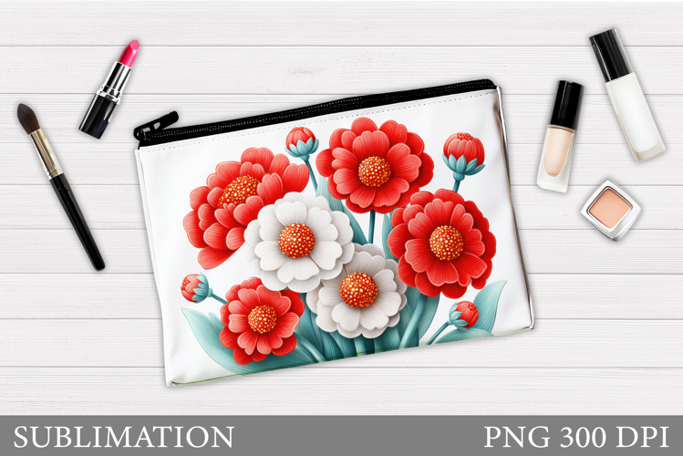Flowers Makeup Bag Design. Floral Makeup Pouch Sublimation