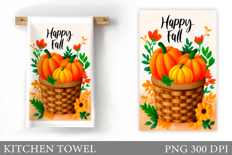 Fall Pumpkin Kitchen Towel. Fall Kitchen Towel Sublimation