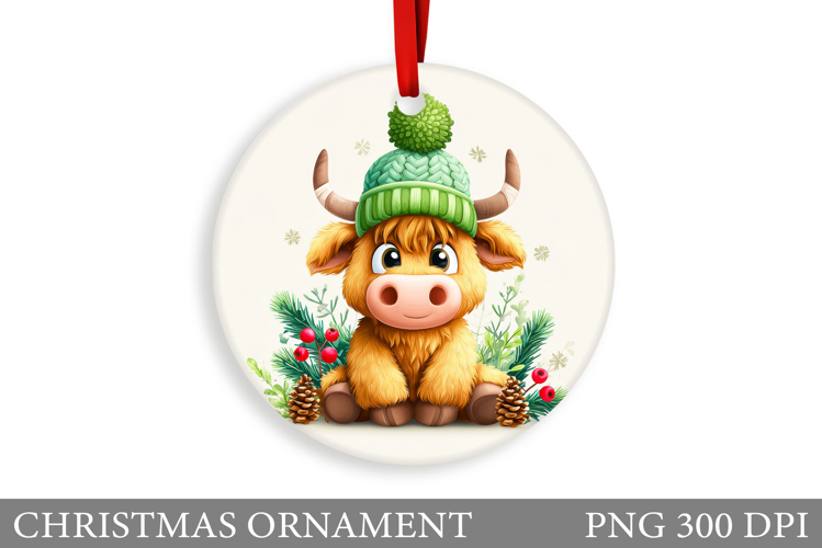 Highland Cow Christmas Ornament. Christmas Ornament Design
