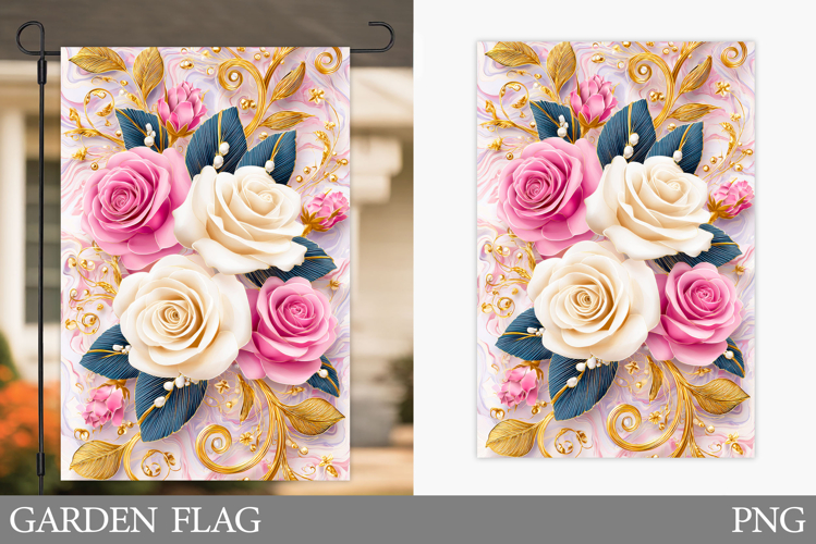 Roses Garden Flag Design. Flowers Garden Flag Sublimation