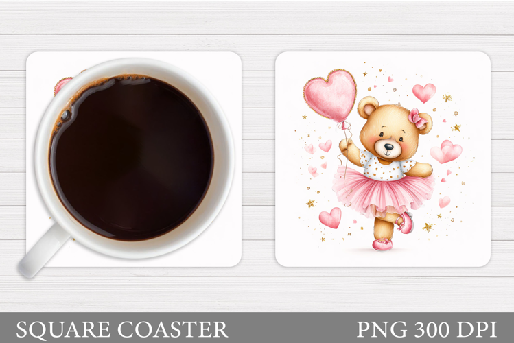 Valentines Bear Coaster. Valentines Bear Sublimation