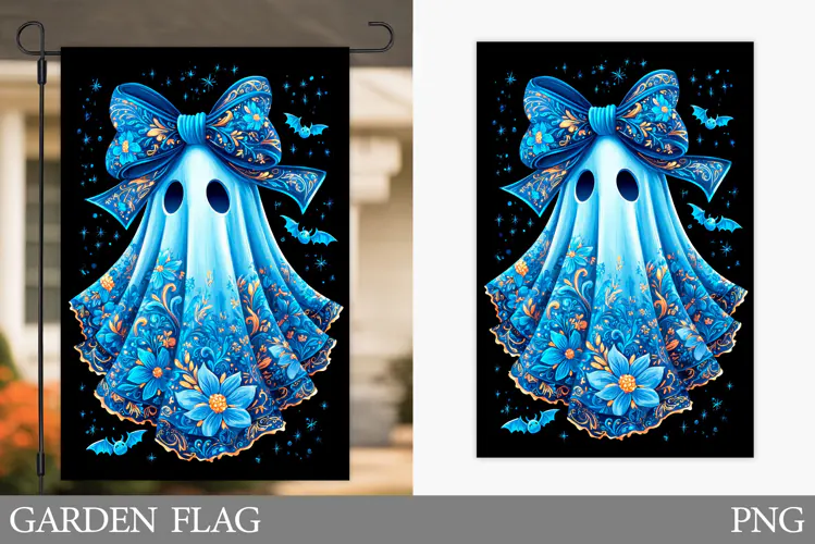 Ghost Garden Flag Sublimation. Halloween Garden Flag Design