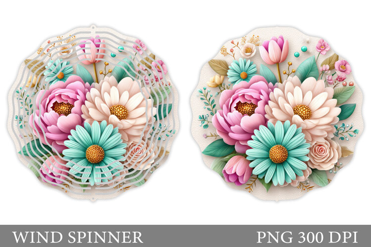 Flowers Wind Spinner Design. Floral Wind Spinner Sublimation example image 1