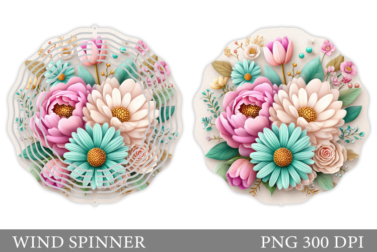Flowers Wind Spinner Design. Floral Wind Spinner Sublimation