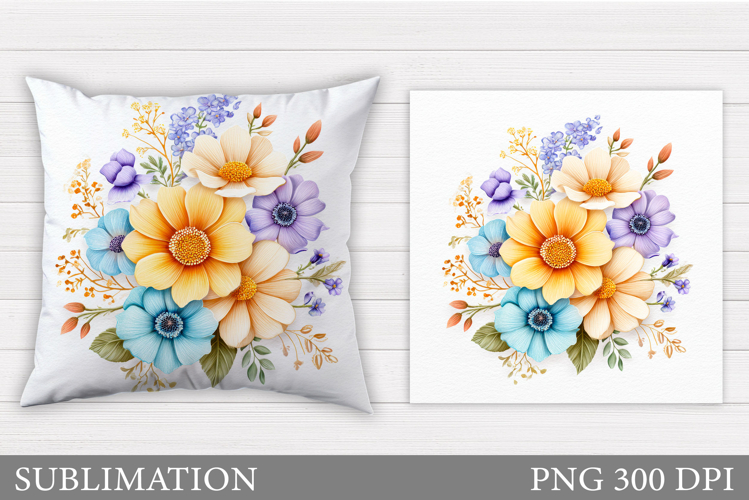 Floral Pillow Sublimation. Flowers Sublimation