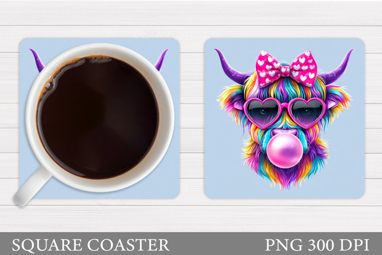 Cute Cow Coaster Design. Cute Cow Sublimation