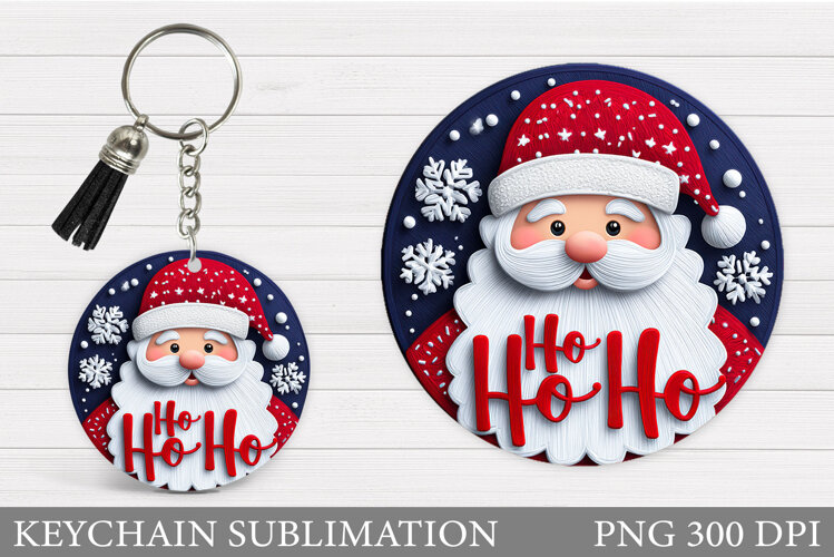 Santa Claus Keychain Design. Santa Claus Sublimation example image 1