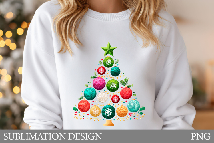 Yarn Christmas Tree T-Shirt. Christmas Tree Sublimation