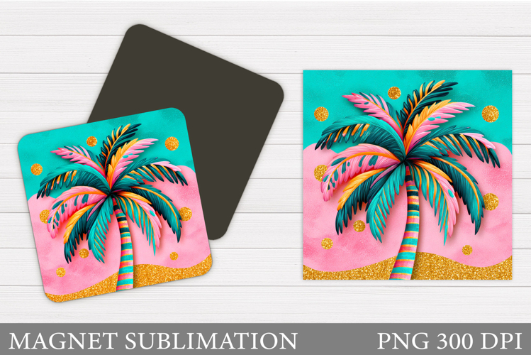 Palm Tree Magnet Sublimation. Summer Magnet Design example image 1