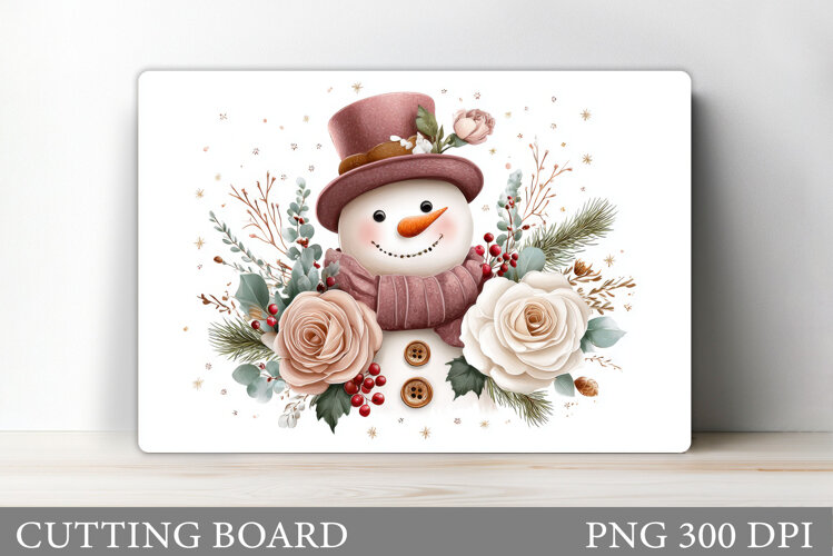 Cute Snowman Cutting Board. Winter Cutting Board Sublimation example image 1