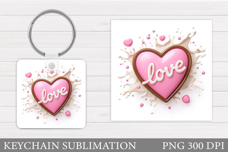 Heart Keychain Design. Valentine Keychain Sublimation example image 1
