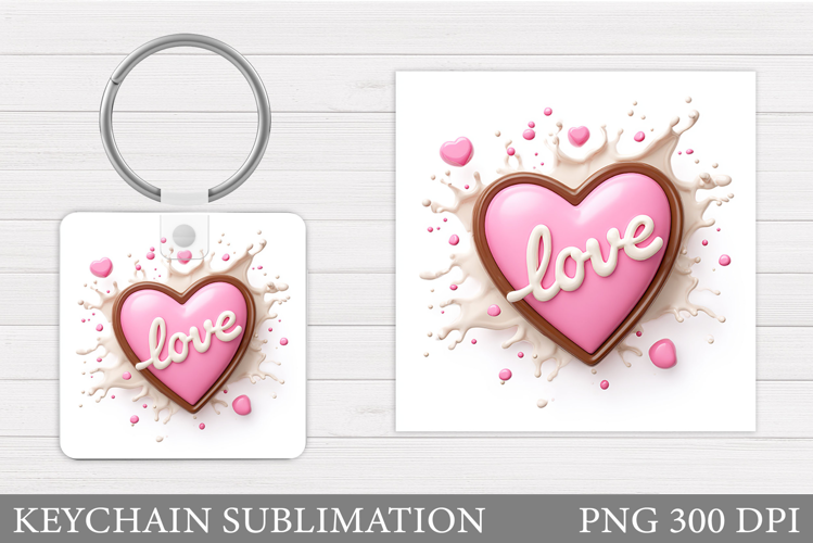Heart Keychain Design. Valentine Keychain Sublimation
