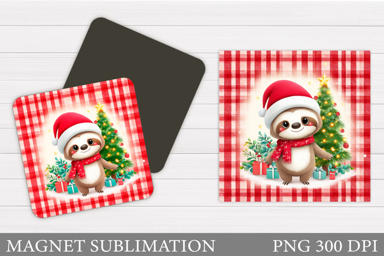 Christmas Sloth Magnet Design. Christmas Magnet Sublimation