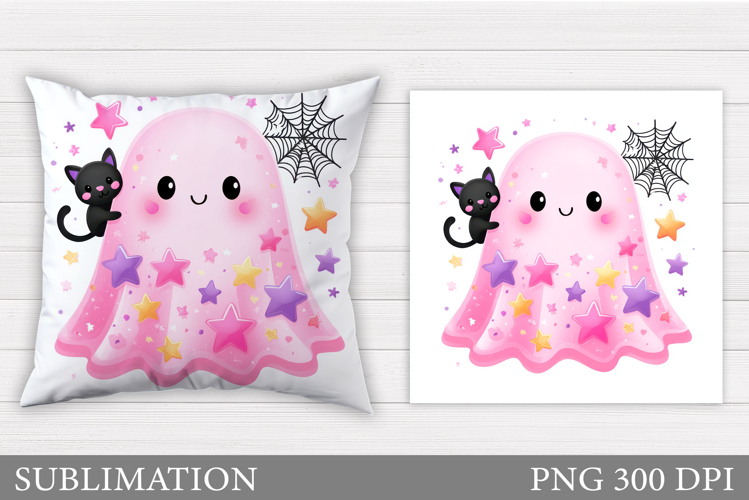 Cute Ghost Pillow Design. Halloween Pillow Sublimation