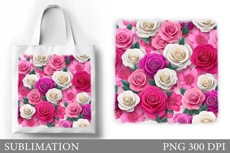 Roses Tote Bag Sublimation. Flowers Sublimation