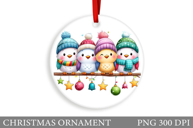Cute Birds Christmas Ornament. Christmas Sublimation example image 1