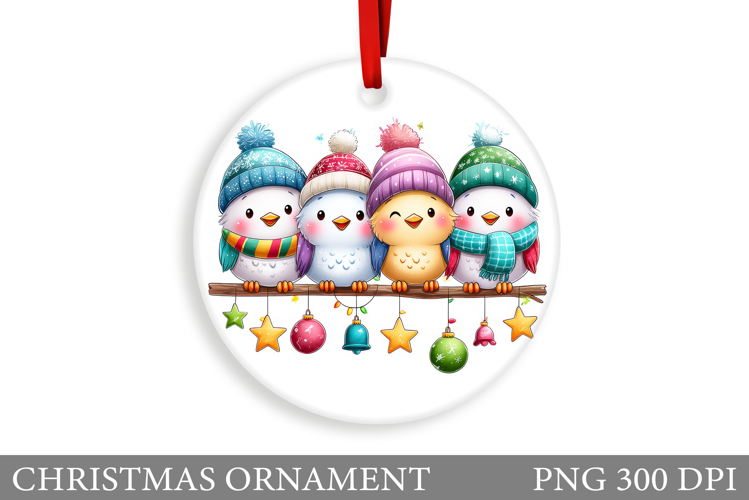 Cute Birds Christmas Ornament. Christmas Sublimation