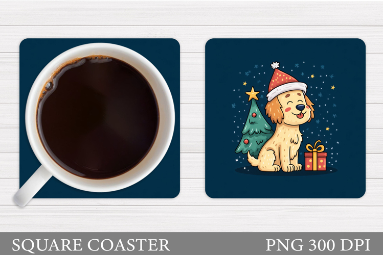 Christmas Dog Coaster. Christmas Coaster Sublimation