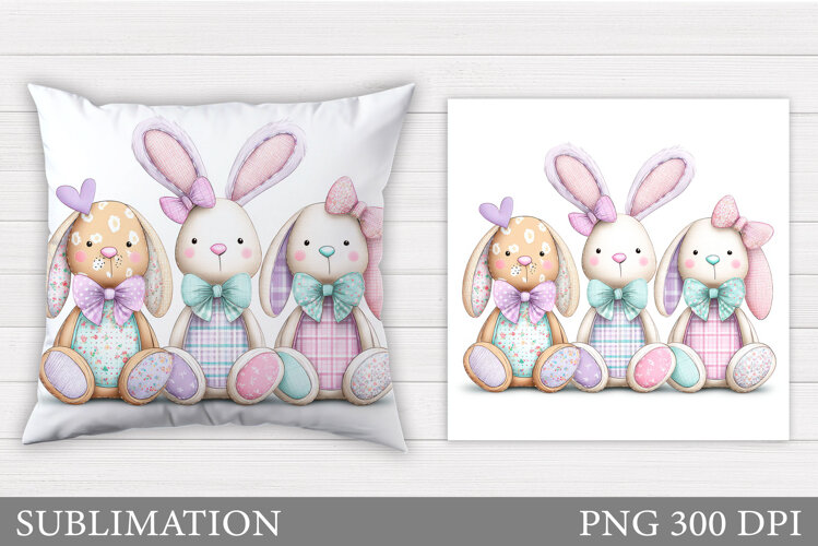 Cute Bunny Pillow Design. Cute Bunny Sublimation example image 1
