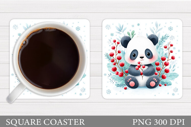 Christmas Panda Coaster. Christmas Coaster Sublimation example image 1