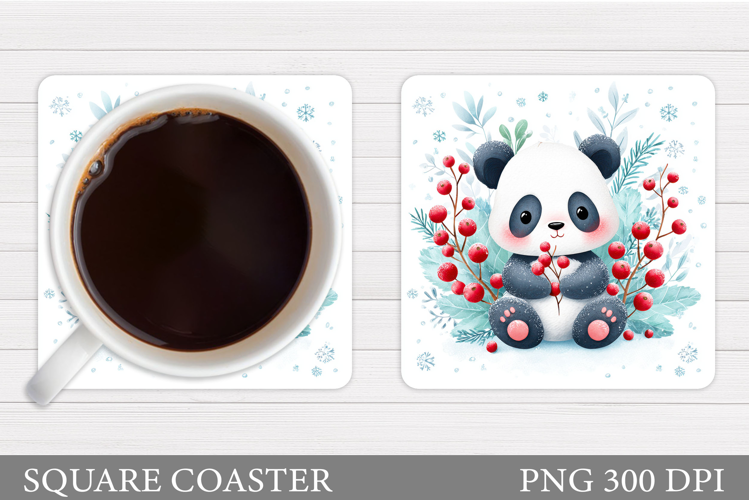 Christmas Panda Coaster. Christmas Coaster Sublimation