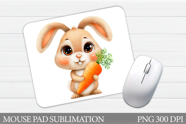 Cute Bunny Mouse Pad. Bunny Flowers Mouse Pad Sublimation