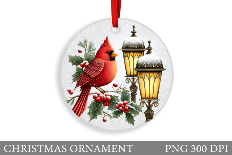 Cardinal Christmas Ornament. Christmas Bird Sublimation