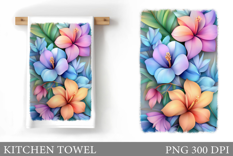 Flowers Kitchen Towel. Floral Kitchen Towel Sublimation