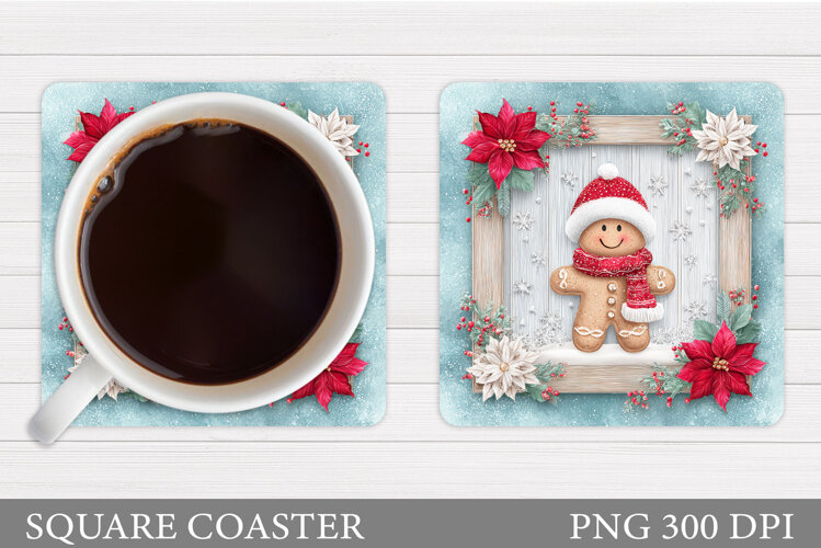Gingerbread Coaster Design. Christmas Coaster Sublimation example image 1
