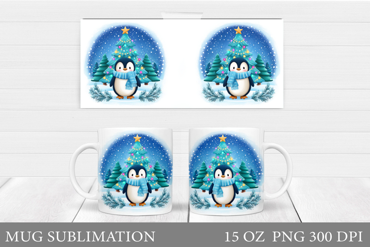 Christmas Penguin Mug Sublimation. Christmas Mug Design