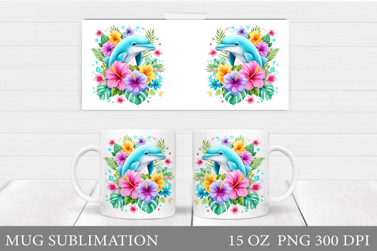Dolphin Mug Wrap Design. Dolphin Sublimation example image 1