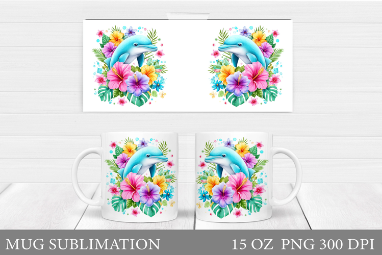 Dolphin Mug Wrap Design. Dolphin Sublimation