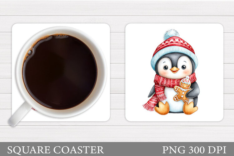 Christmas Penguin Coaster. Christmas Coaster Sublimation example image 1