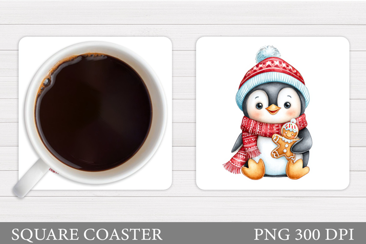 Christmas Penguin Coaster. Christmas Coaster Sublimation