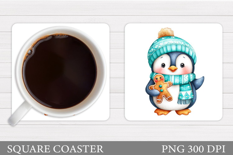 Christmas Penguin Coaster. Christmas Coaster Design