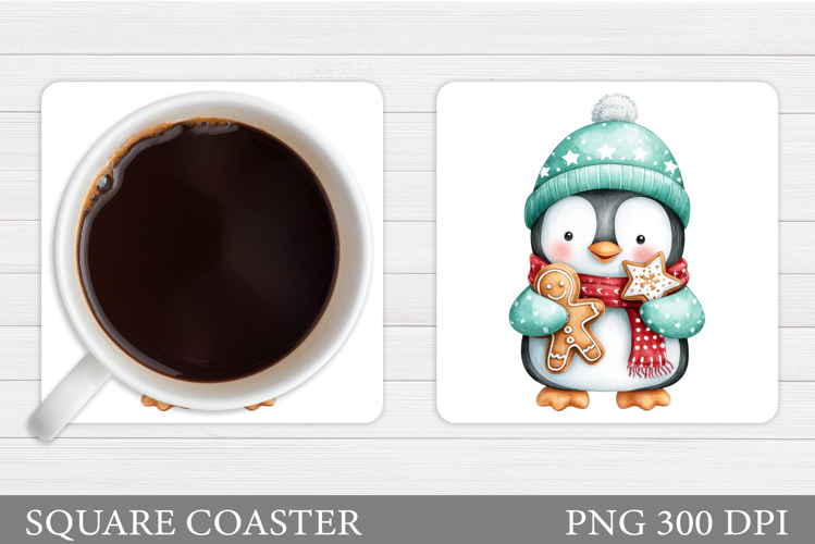 Christmas Penguin Coaster. Christmas Coaster Design