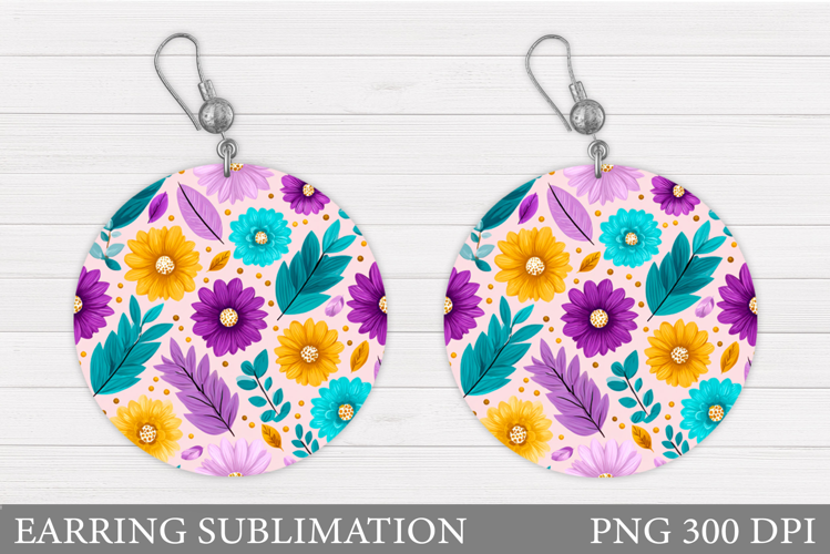 Floral Earring Sublimation. Flowers Earring Design
