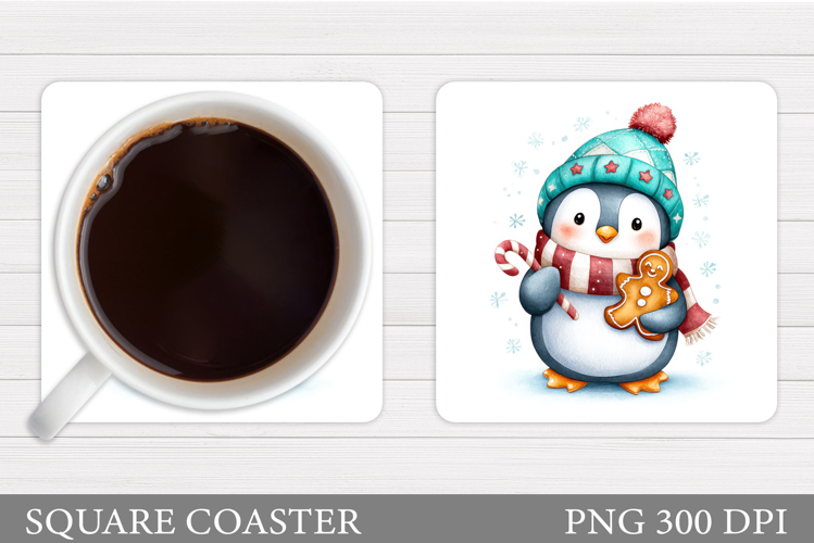 Christmas Penguin Coaster. Christmas Coaster Sublimation