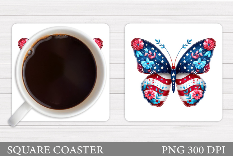 Patriotic Butterfly Coaster. Patriotic Coaster Design