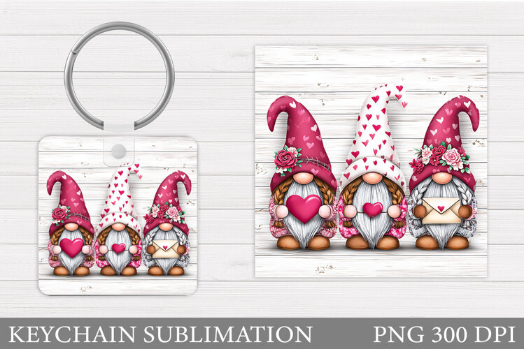 Valentines Gnome Keychain. Valentines Keychain Design example image 1