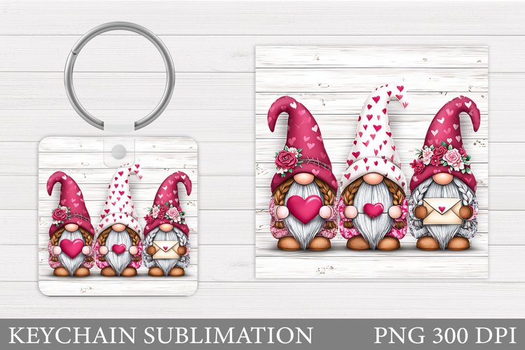 Valentines Gnome Keychain. Valentines Keychain Design