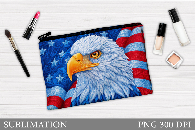 Patriotic Eagle Makeup Bag. Patriotic Cosmetics Bag Design