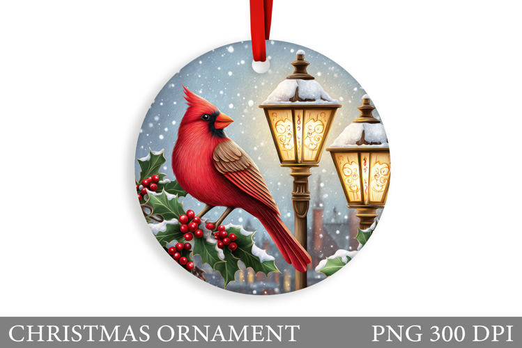 Cardinal Christmas Ornament. Christmas Bird Sublimation